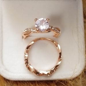 Wedding ring set twisted rose gold with box SZs 6-10